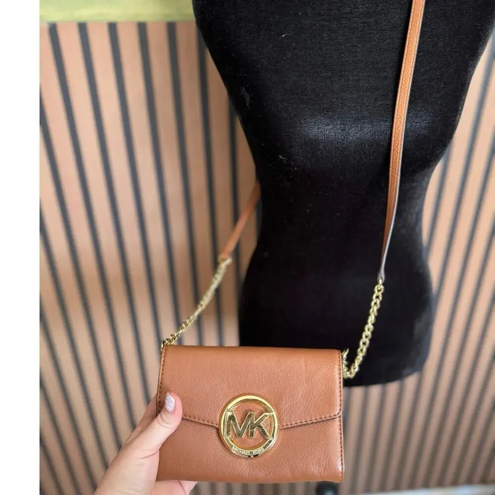 Michael Kors Hudson Large Phone Crossbody Bag Acorn Brown